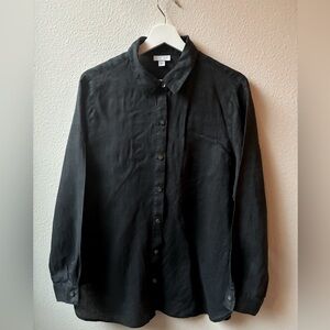 EUC J Jill Linen Love Button Up in Black Flax (Size:M)